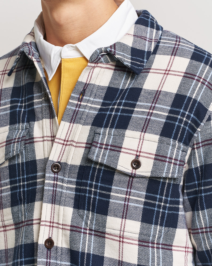 GANT Flannel Lined Checked Overshirt Evening Blue