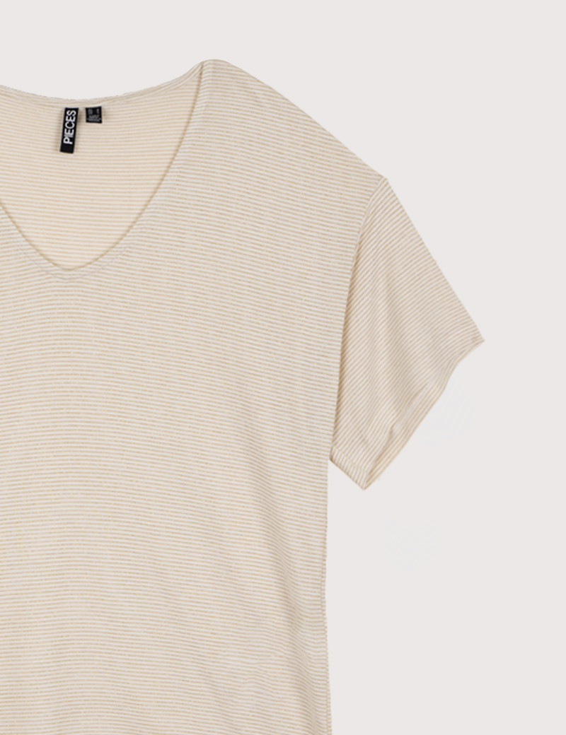PIECES T-SHIRT FEMME BILLO LUREX RAYÉ BLANC