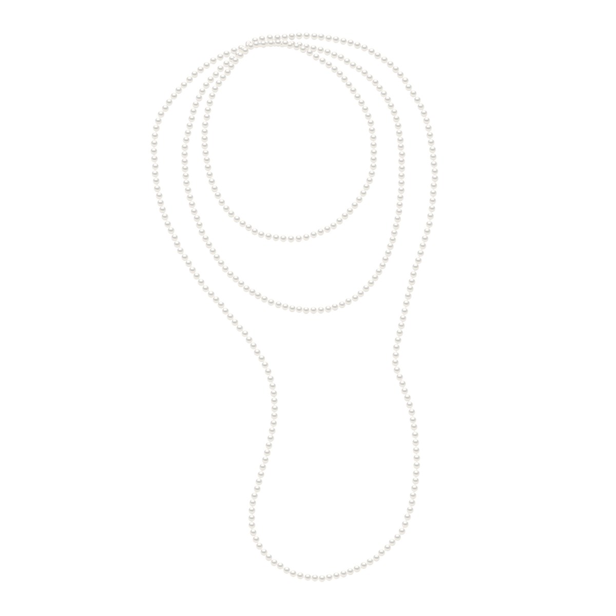 Sautoir OPERA Perles d'Eau Douce 4-5 mm Blanches Longueur 160 cm