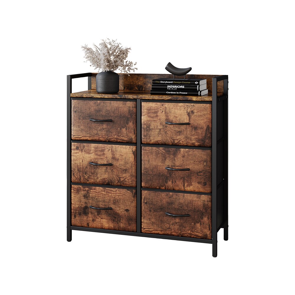 Vicco Kommode Brian Eiche Schwarz 76 x 83 cm 6 Schubladen