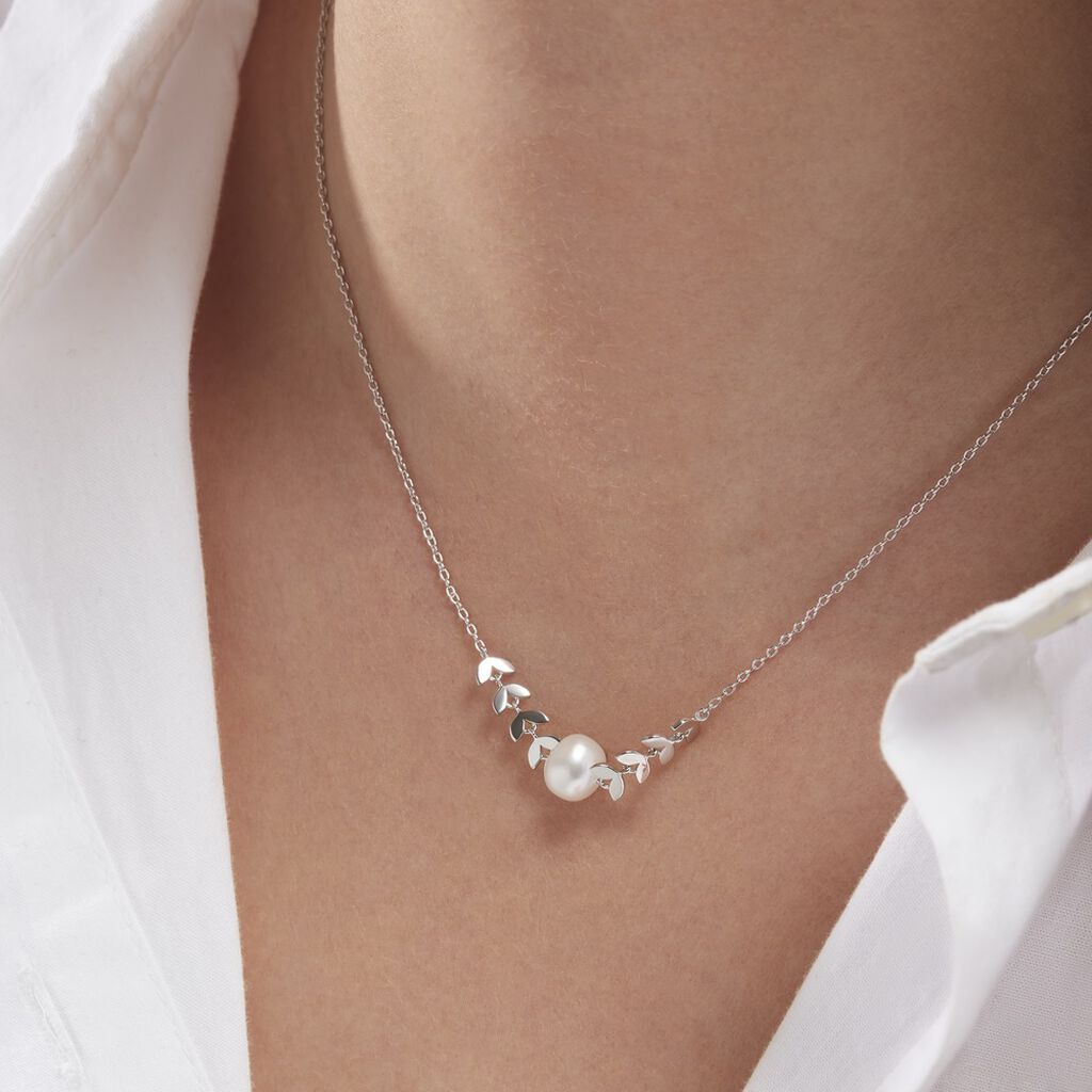 Collier Aron Argent Blanc Perle De Culture Blanc