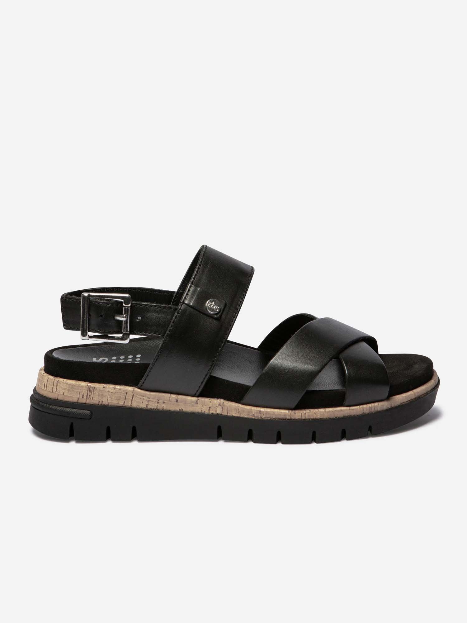 Sandales Femme Semelle Mi-Haute Cuir Noir