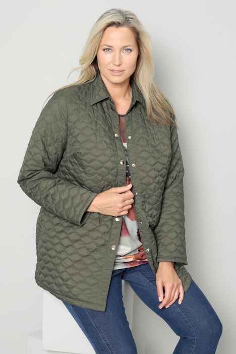 Steppjacke, Straight Fit, Hemdkragen, Langarm