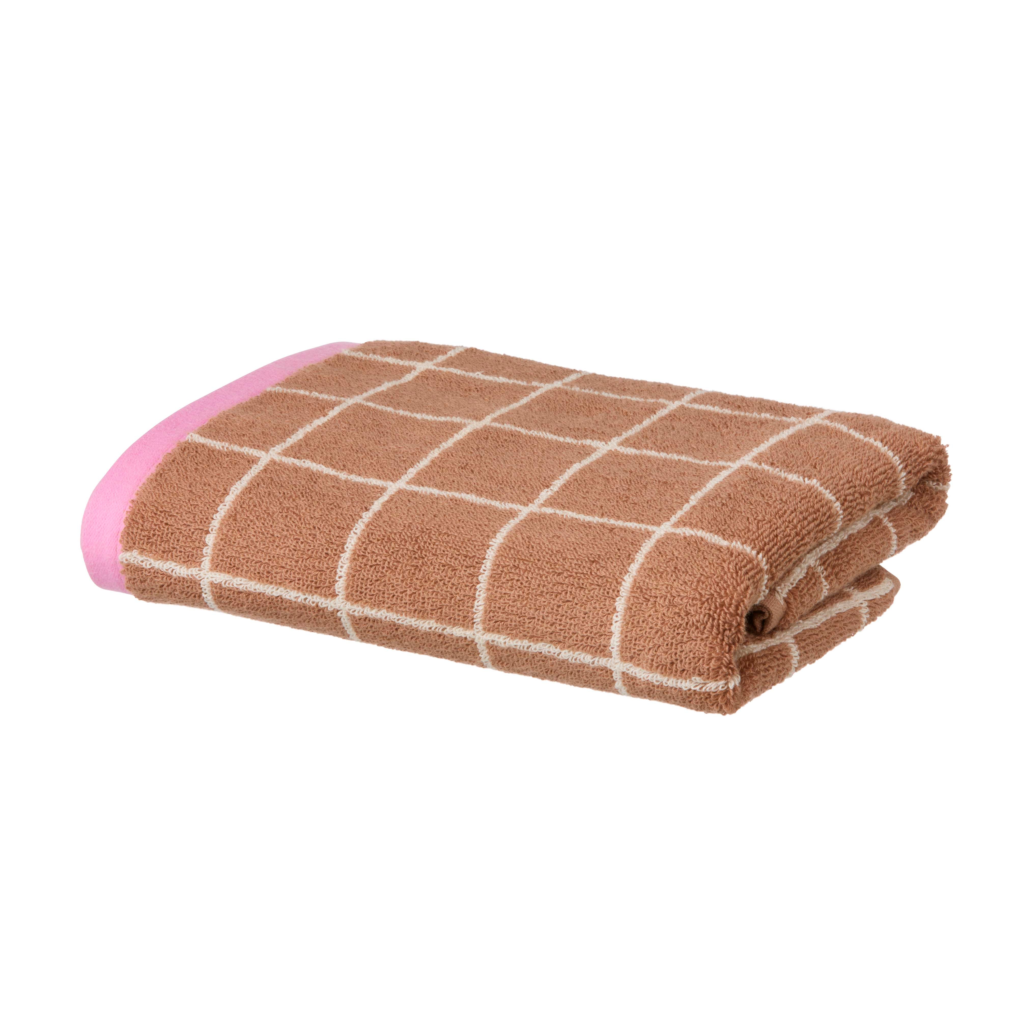Bahne Interior  Checked håndklæde - brun/ivory/pink