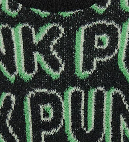 Kids Only  Bluse - Strik - KogPunk - Blåck/Green Bee/Laurel Gree