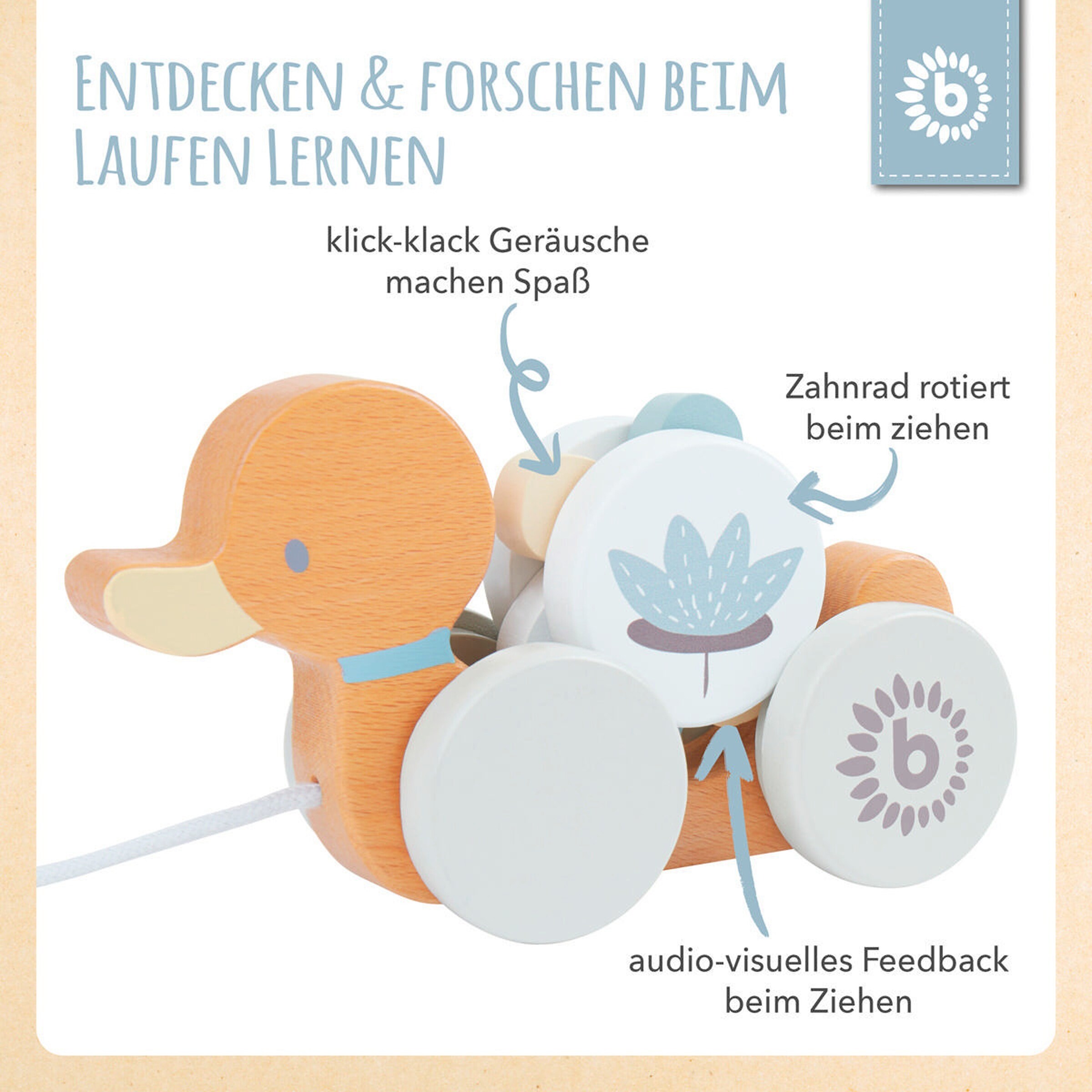 Bieco Nachziehente Holz - ab Geburt Weiß