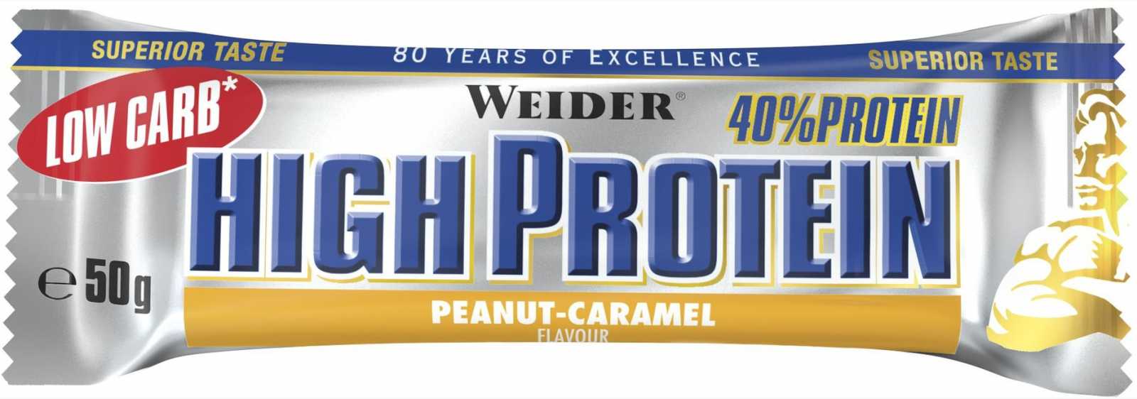 Barra Weider com 40% de baixo teor de carboidratos e alto teor de proteína, 50g