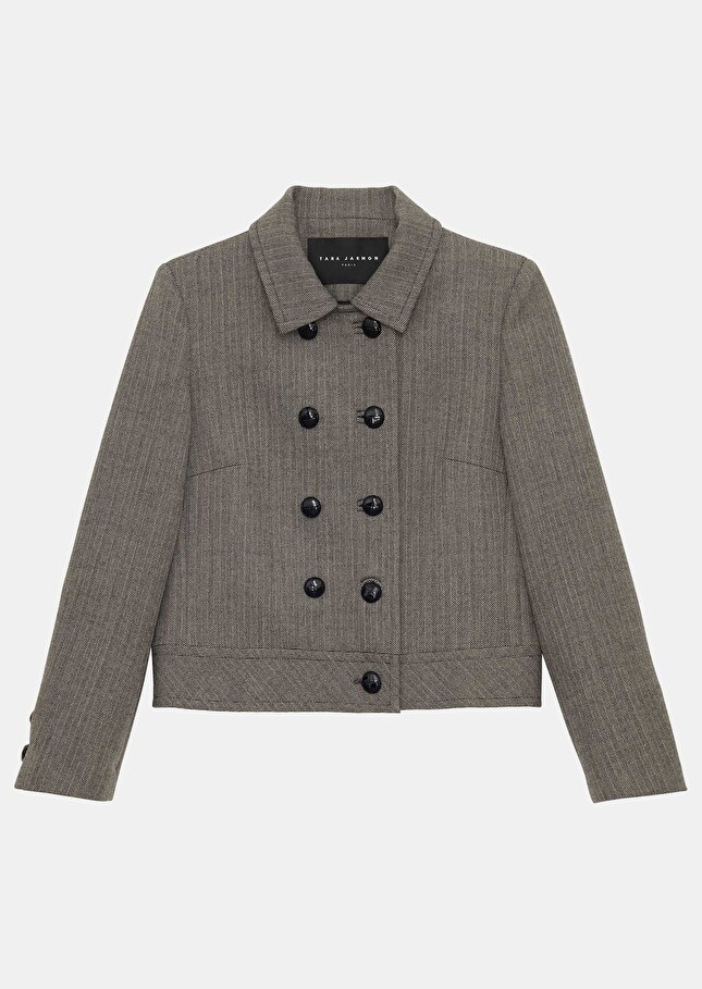 Veste Virginiagrise en laine chevrons