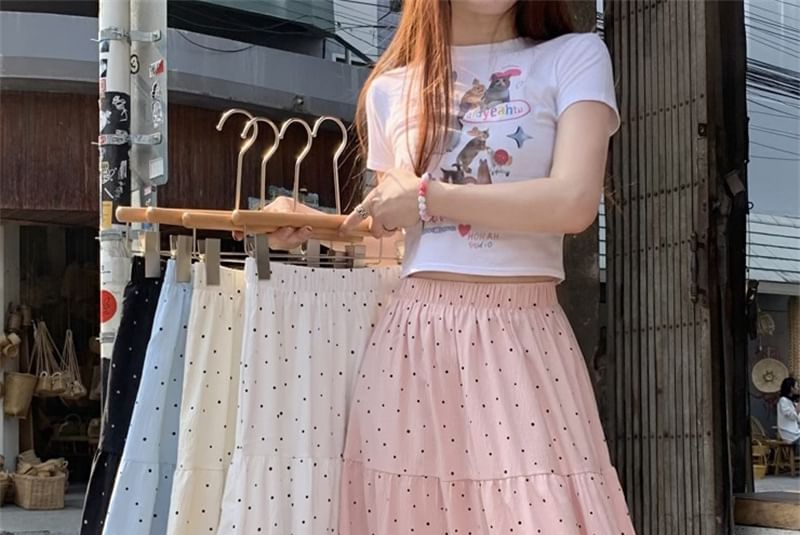 scenesweet - Maxi A-lijn rok met hoge taille en stippen