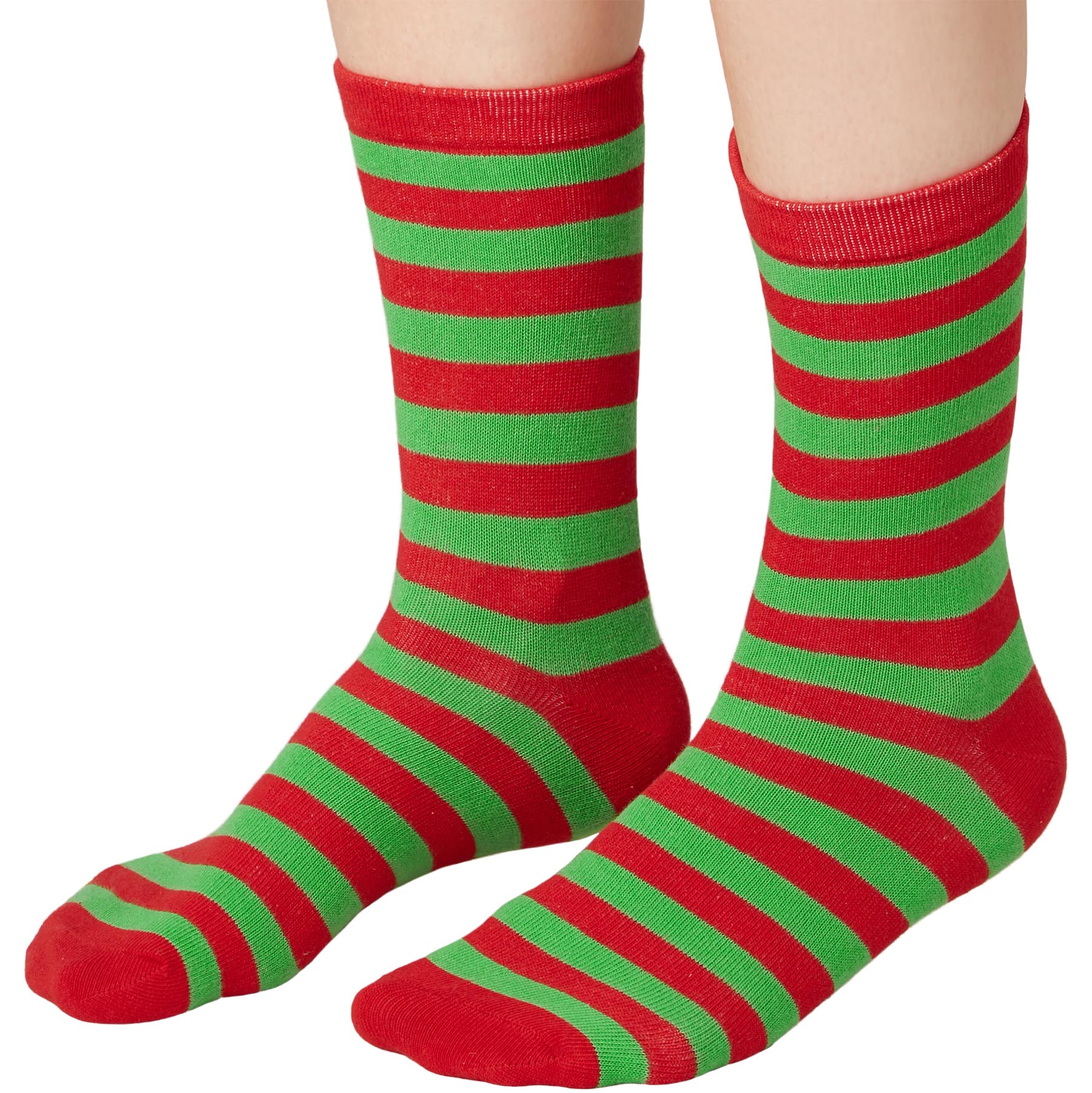 tectake® Weihnachtssocken gestreift grün-rot