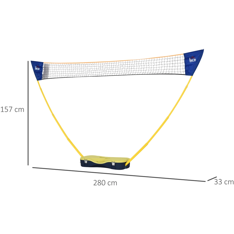HOMCOM Badmintonnetz mit 4 Schlägern gelb, blau