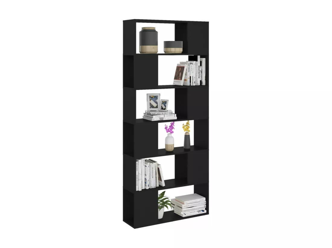 Bibliothèque/Séparateur de pièce Noir 80x24x186 cm Aggloméré