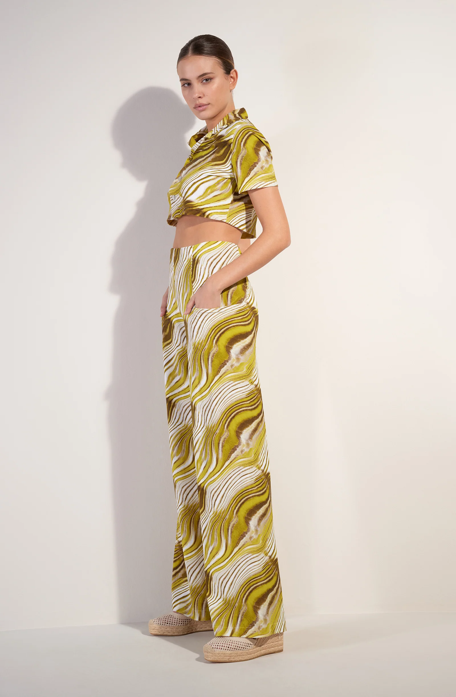 chleo Chemise éponge imprimée Matcha