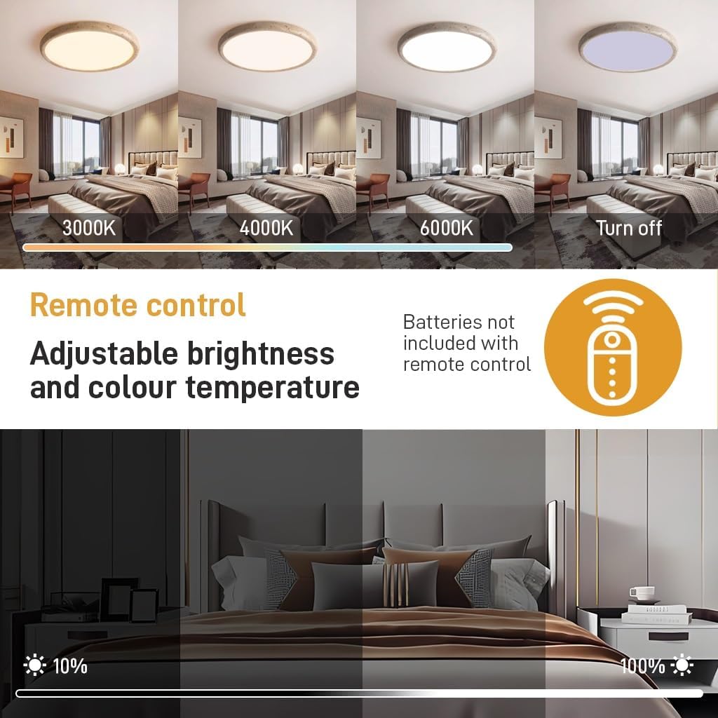 Japanische Wabi Sabi Stil Deckenlampe LED Gelbe Höhle Stein Schlafzimmer Deckenleuchte Mit Verstellbarer Farbtemperatur Nordische Wohnzimmer Studienzimmer Augenschutz Deckenleuchten(58cm)
