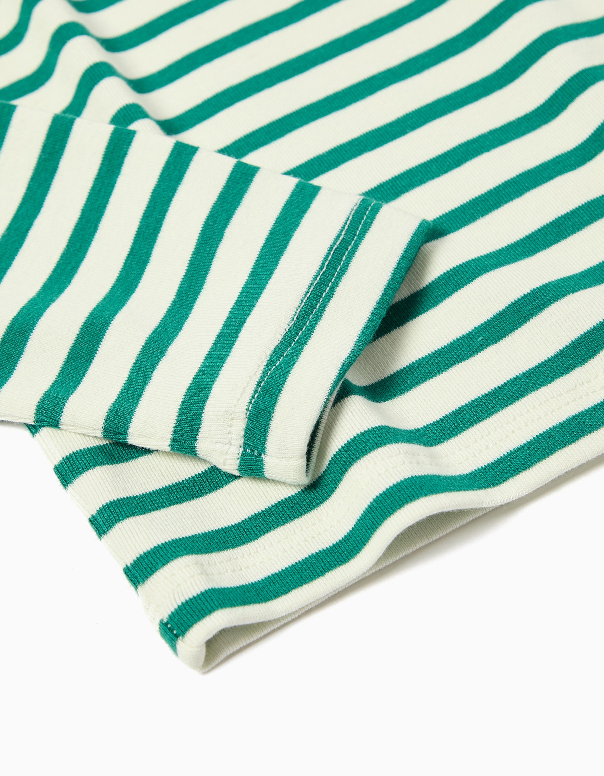 T-shirt de Manga Comprida Riscas, Menina, Verde