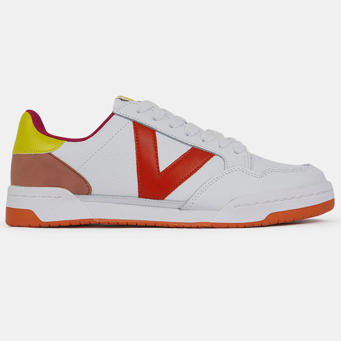 Victoria Sneakers Leanne en Cuir grainé orange/blanc