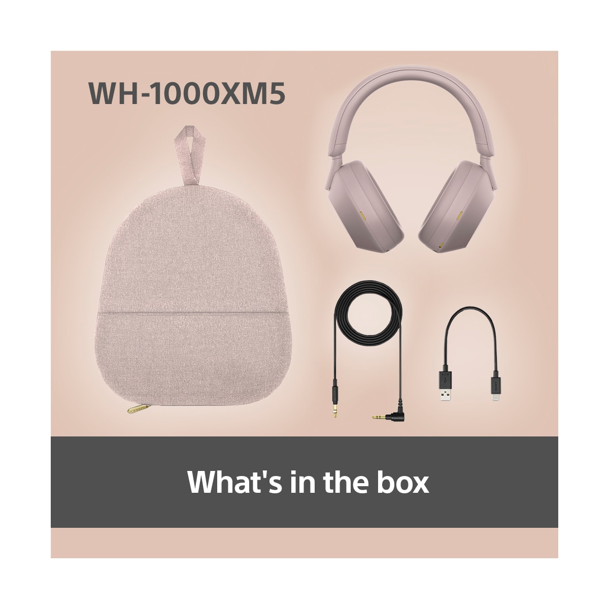 Sony WH-1000XM5 trådløse around-ear hodetelefoner (smoky pink)