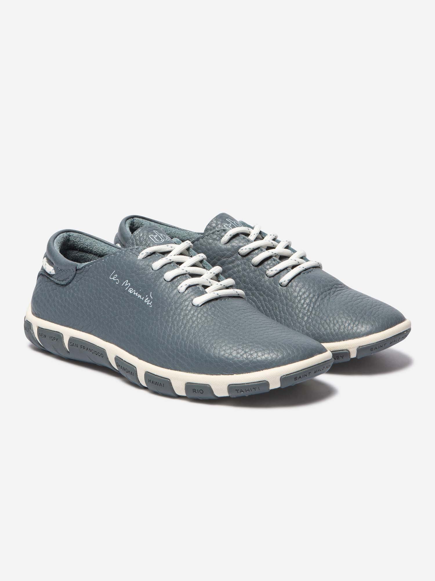 Tennis Femme Confort Cuir Bleu