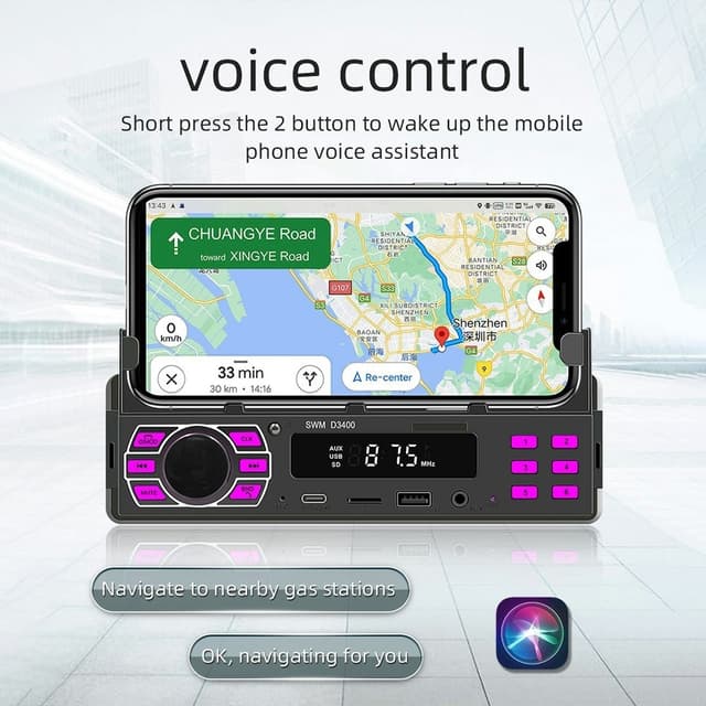 Bluetooth Stereo Bil Stereo FM Radio MP3-afspiller Telefonholder