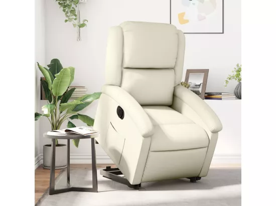Fauteuil inclinable électrique crème similicuir