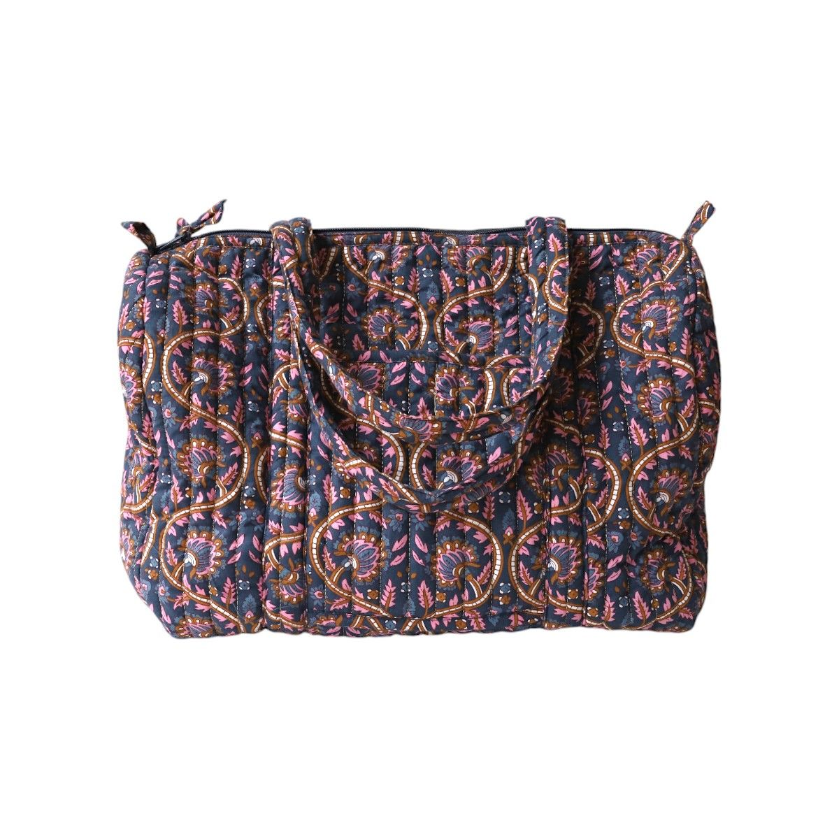Sac week-end block print bleu - Mariage Indien Pondie Chérie