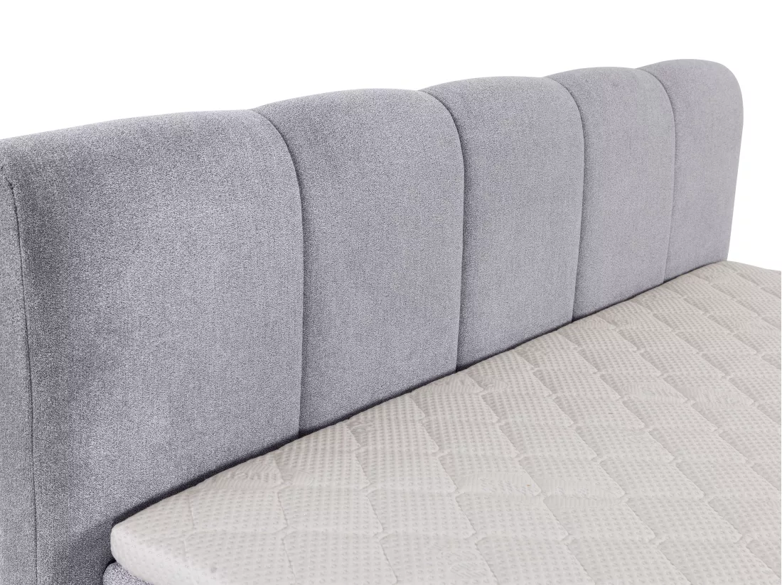 Ensemble complet boxspring tête de lit capitonnée + sommiers coffre + matelas + surmatelas - 160 x 200 cm - Tissu - Gris clair - VERONE II de PALACIO