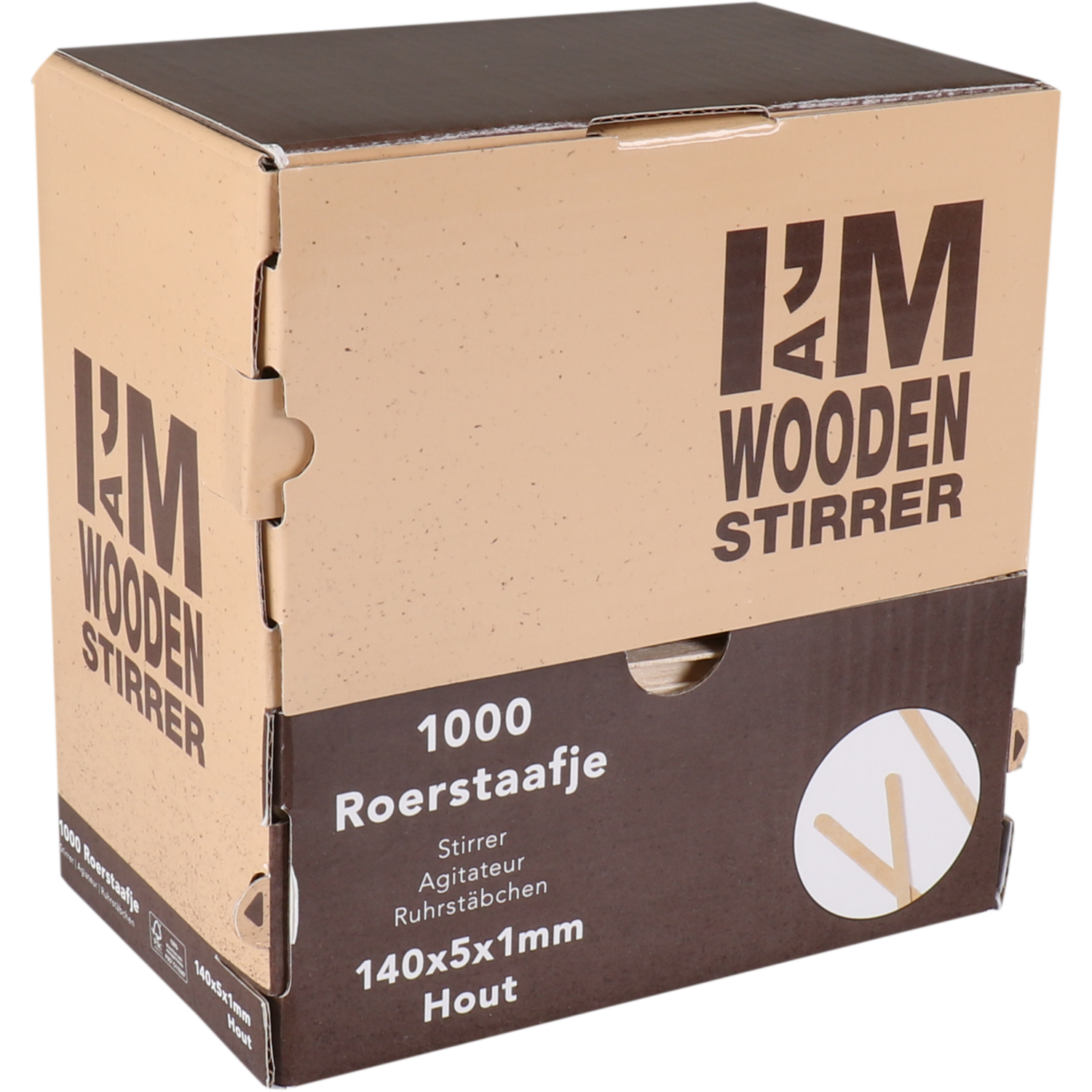 I'M Concept Roerstaafje, hout, 5x140mm, naturel