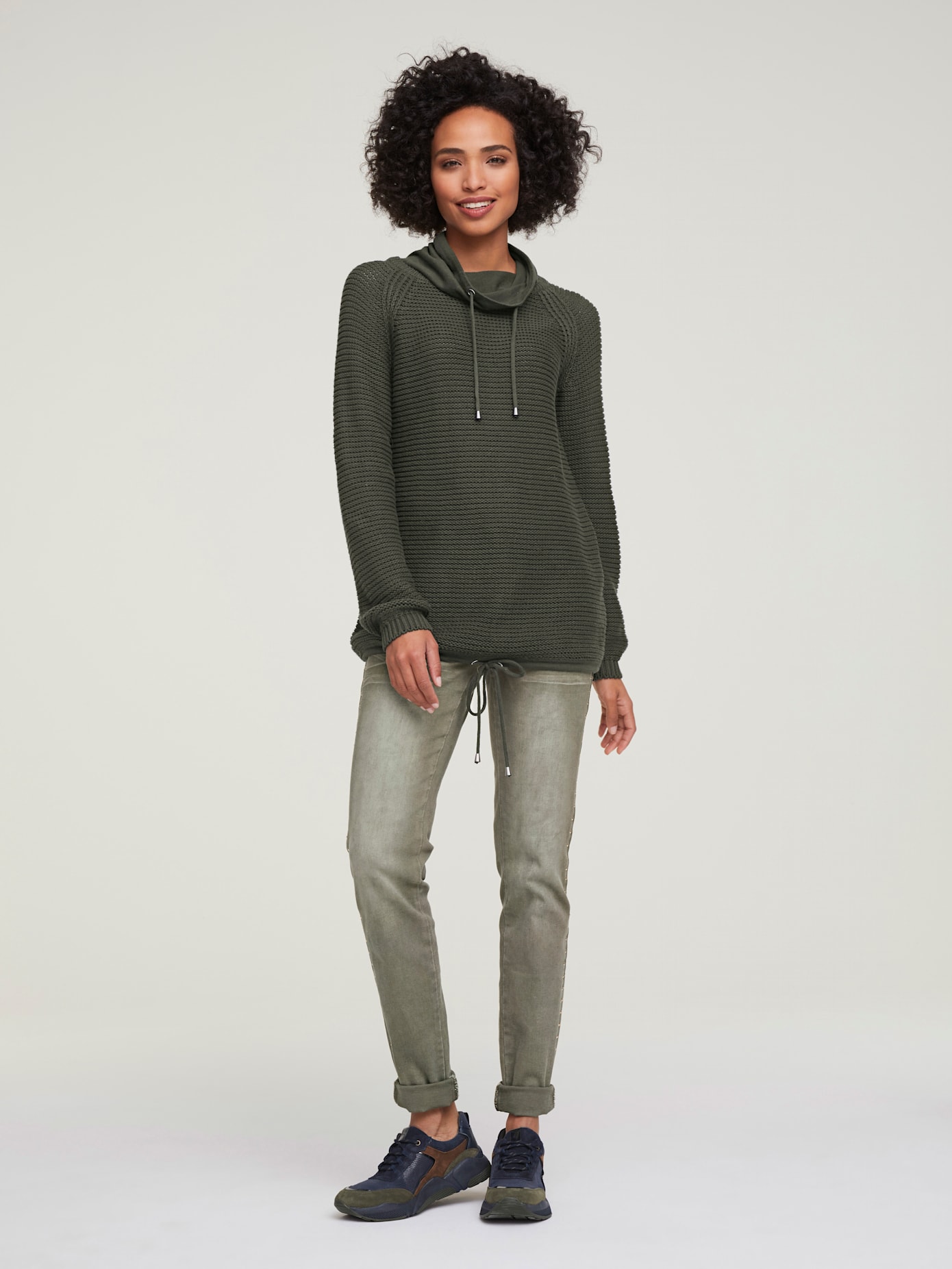 Camionneur tricot grosses mailles avec manches raglan