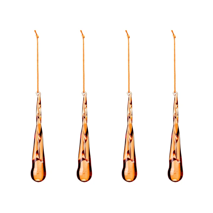Broste Copenhagen - Christmas Tear Deko-Anhänger, pumpkin orange (4er Set)
