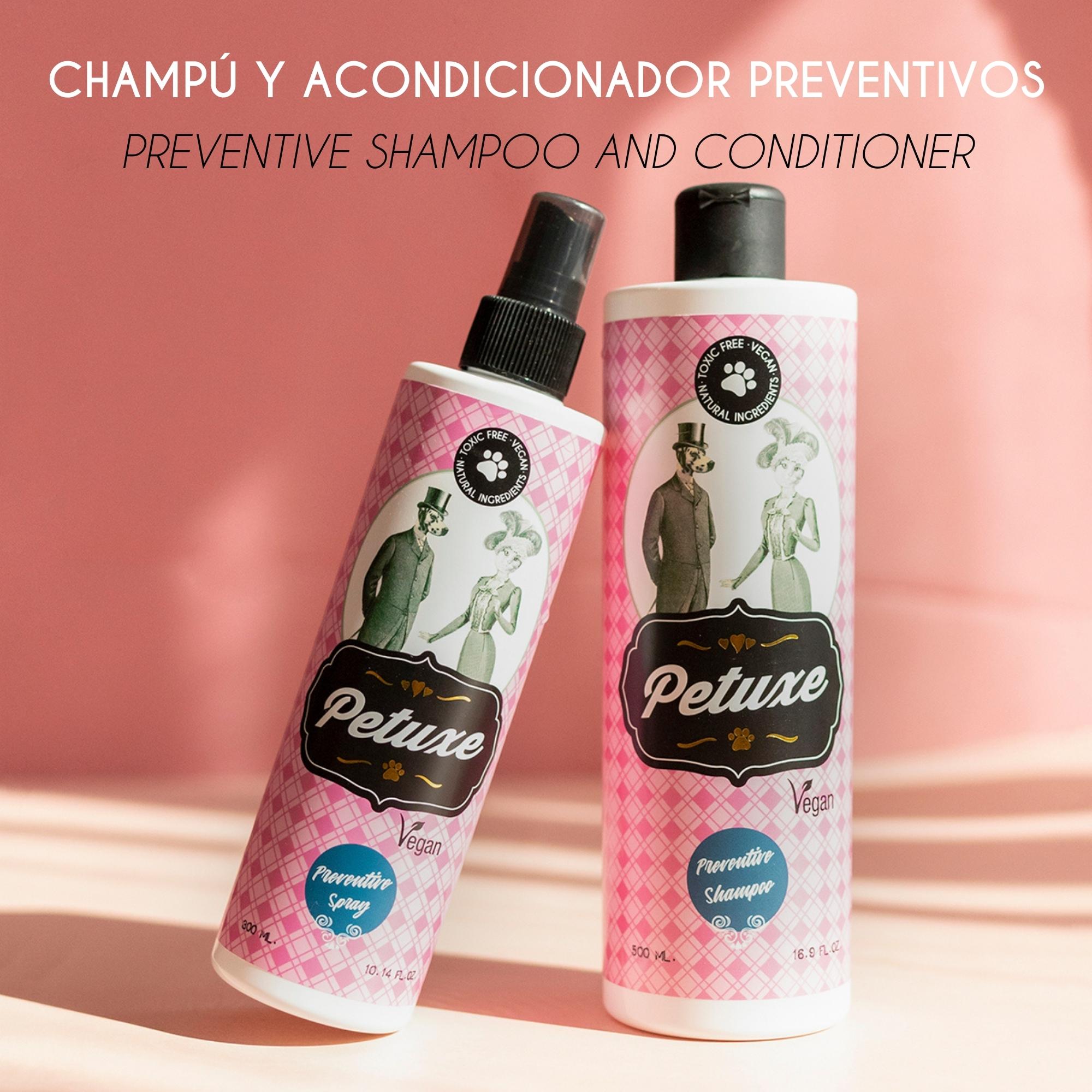 Spray preventivo Petuxe para animais de estimação com óleo de melaleuca e vinagre de quassia.