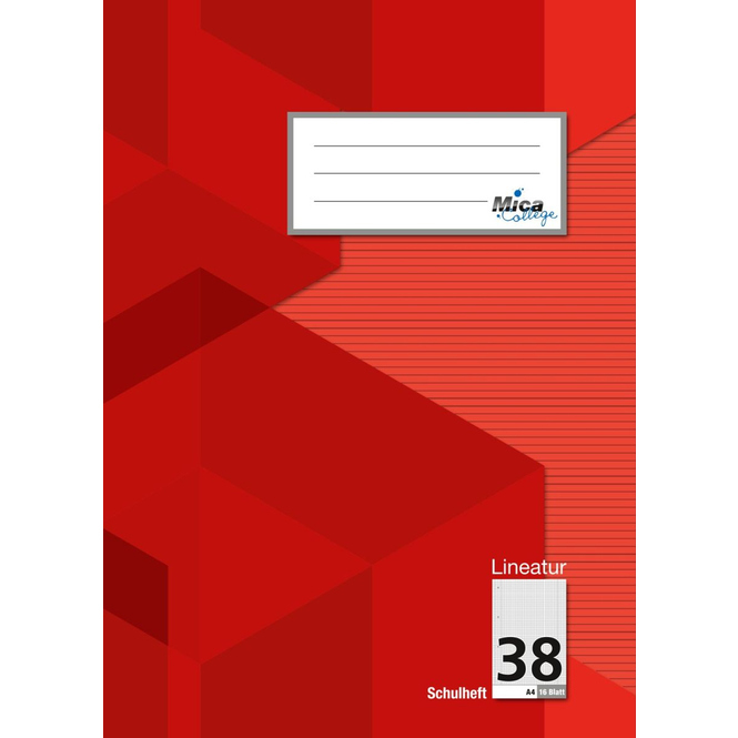 Schulheft A4 - Lineatur 38 - kariert mit Doppelrand - 16 Blatt