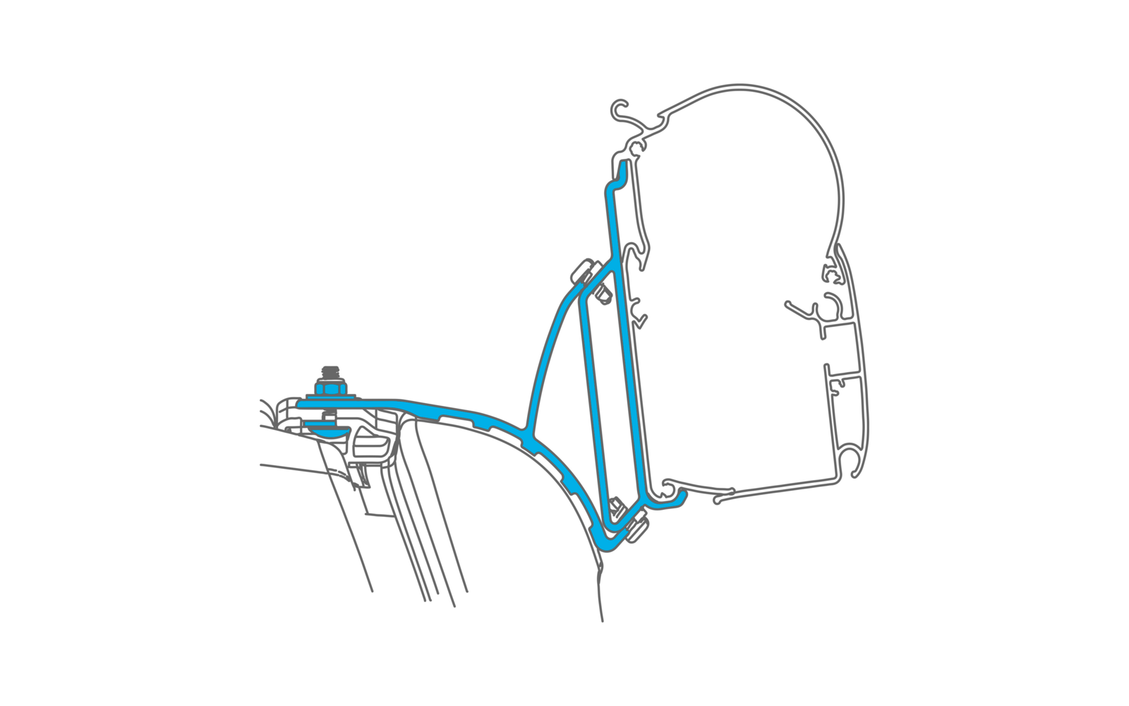 Dometic Wandmarkisenadapter PerfectWall Adapter 040 für VW T5/T6 Multivan C-Rail