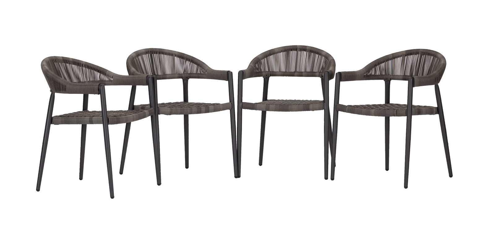 4-teiliges Gartenstuhl-Set - anthrazit - stapelbar - 56x78 cm