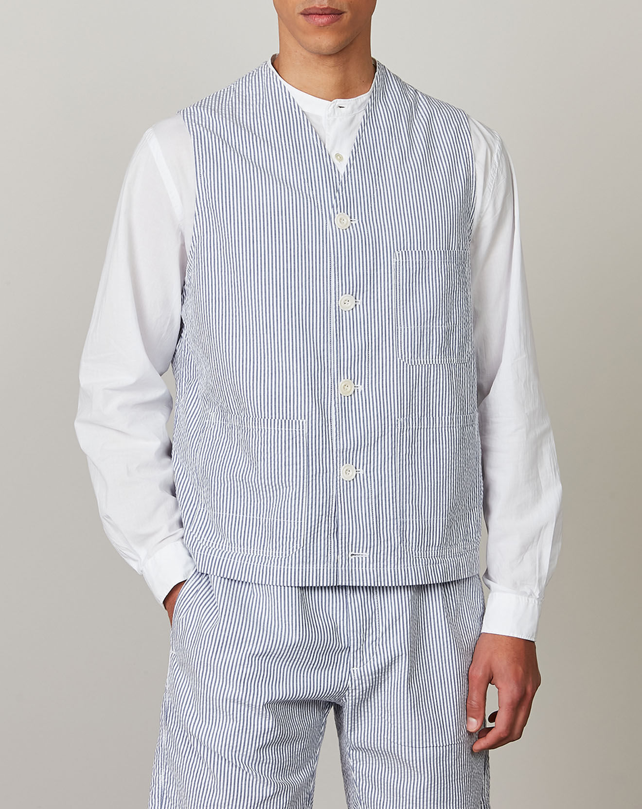 Hartford Gilet Warren bleu/blanc