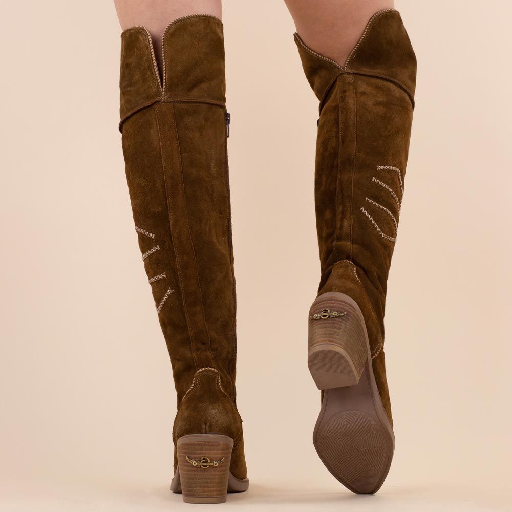 Nemonic Knee boots laces bruin 2248