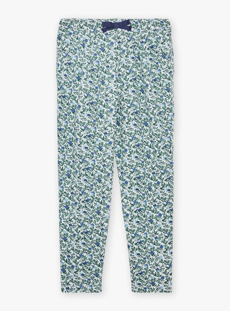 Pantalon fluide écru fleuri