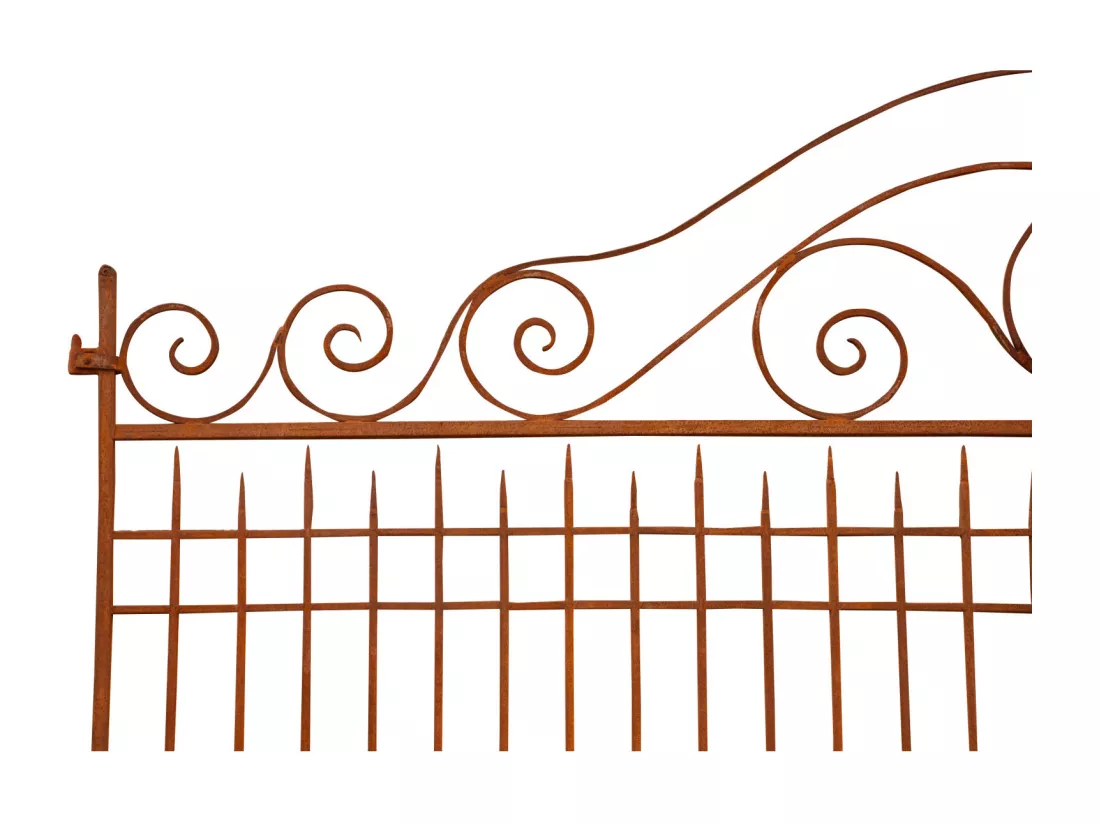 BISCOTTINI Portail en fer - Fer massif avec détails ornementaux - Clôture en fer - Portail en métal - Porte décorative - Portail d'entrée - 400x8x300cm