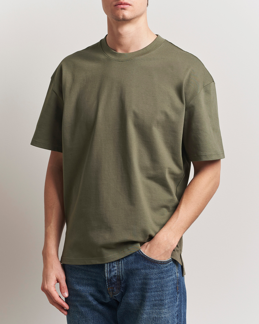 Bread & Boxers Textured Heavy Crew Neck T-Shirt Khaki Green