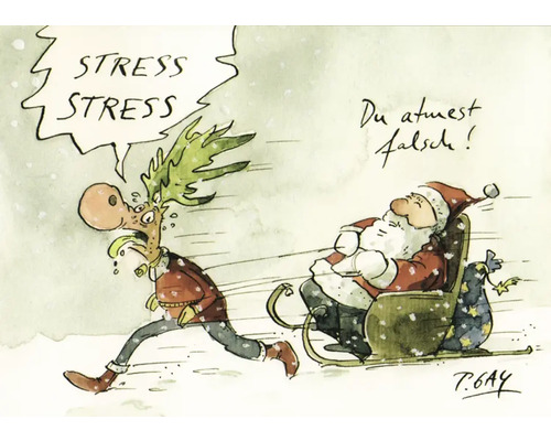 Kerst ansichtkaart Stress Stress 14,8x10,5 cm
