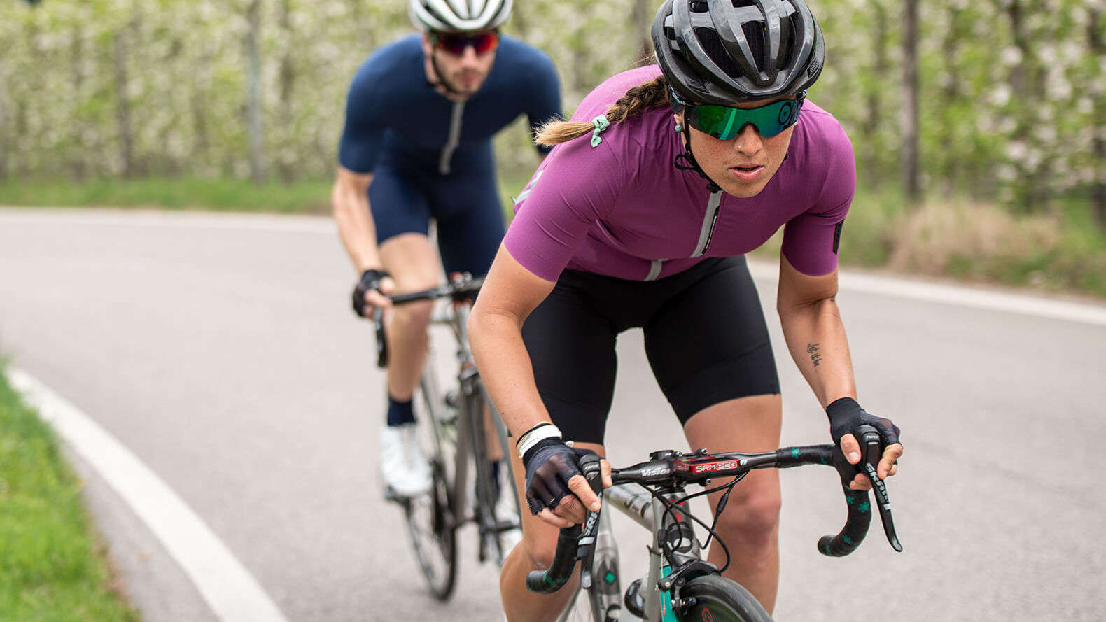 Q36.5 L1 Pinstripe X Fietsshirt Korte Mouwen Paars Dames