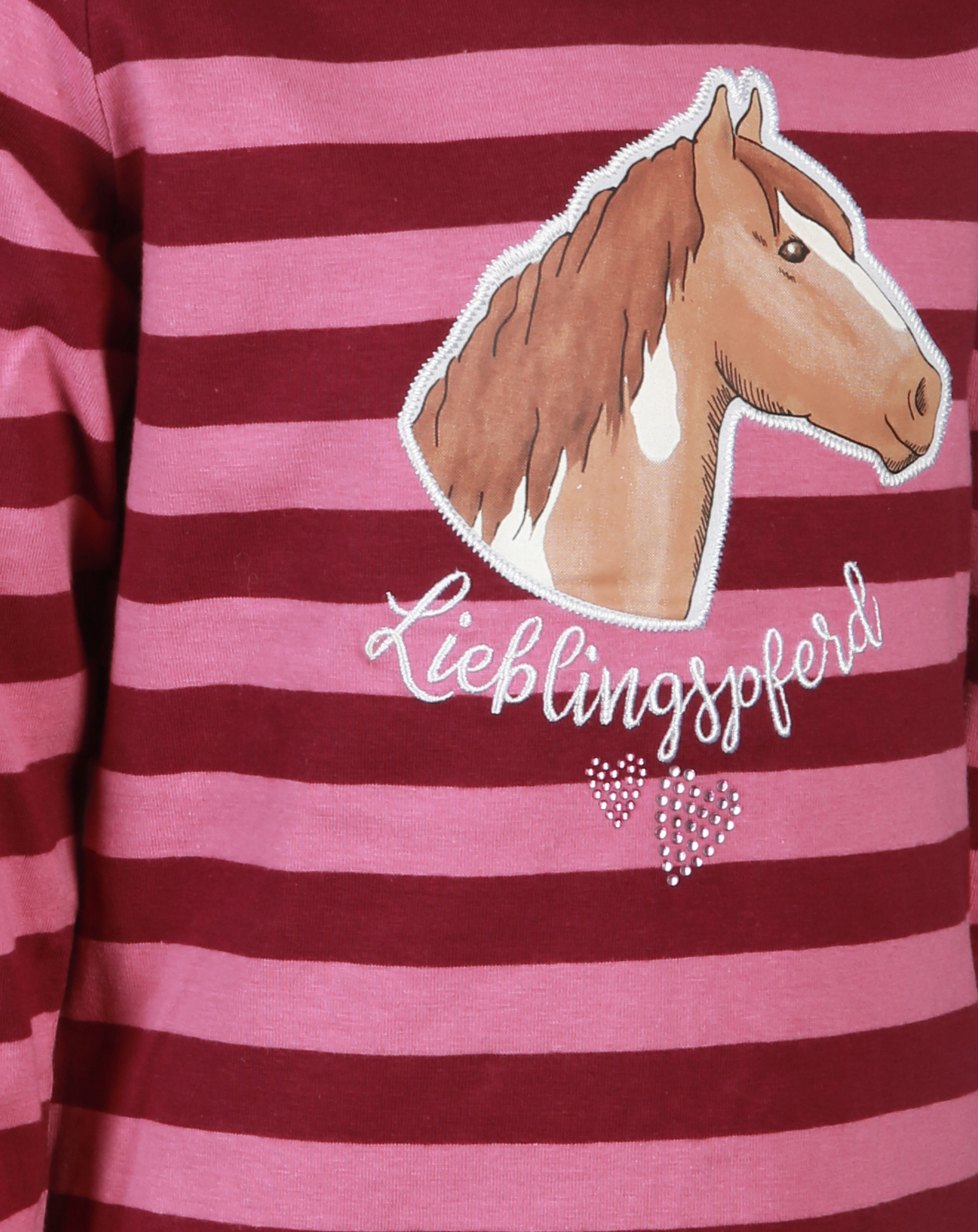 Langarmshirt LIEBLINGSPFERD gestreift in burgundy