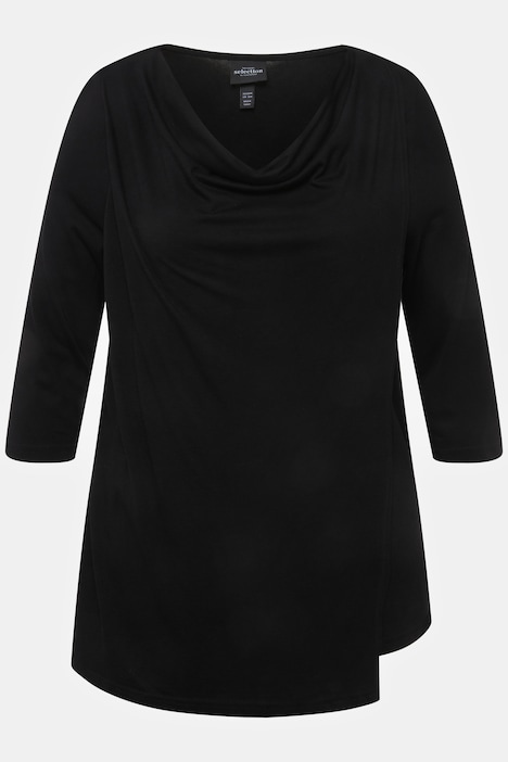 Shirt, asymmetrisch, Wasserfall-Ausschnitt, 3/4-Arm