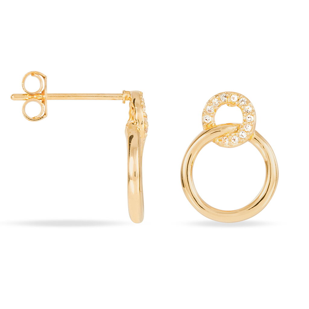 Boucles D'oreilles Pendantes Essia Plaqué Or Jaune Oxyde De Zirconium