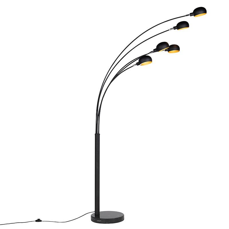 Design vloerlamp zwart 5-lichts - Sixties Marmo