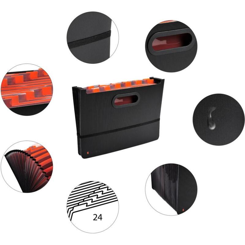 Trieur valisette extensible 24 compartiments Exadesk Exactive® - A4 - Noir