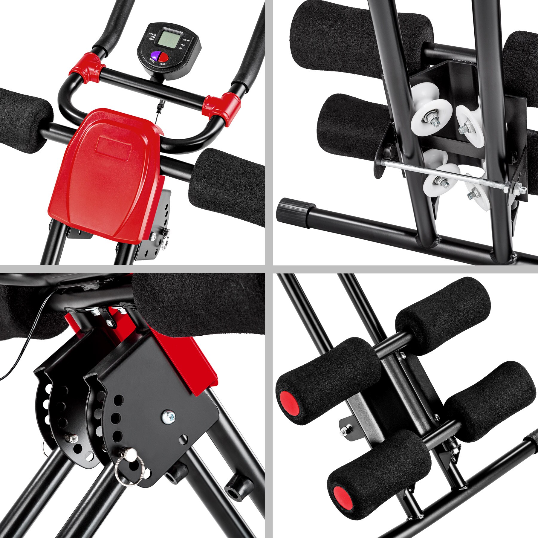 tectake® Bauchtrainer, 5-fach verstellbar, klappbar, mit Trainingscomputer