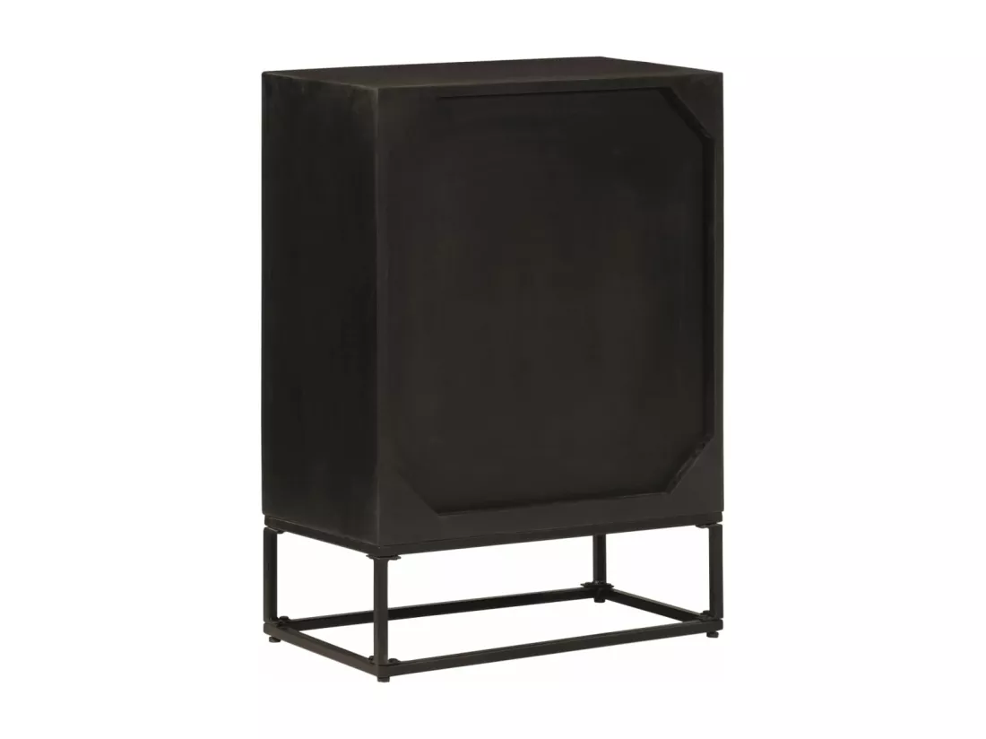Buffet noir 55x30x76 cm bois massif de manguier et fer