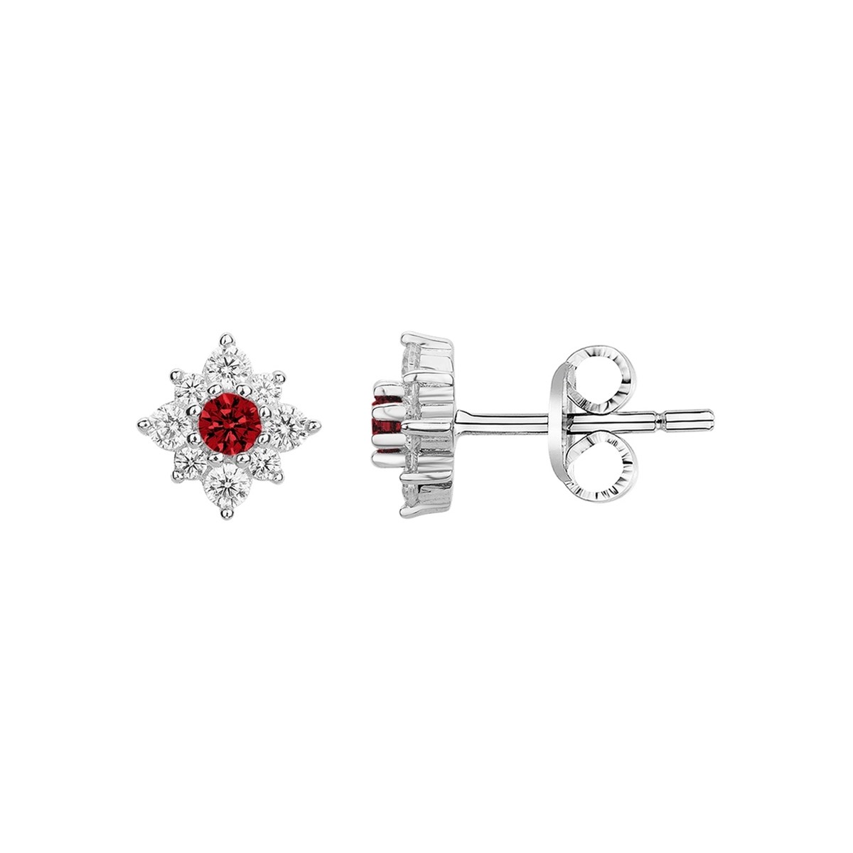 Boucles d'oreilles clous en Argent avec spinelle rouge rubis