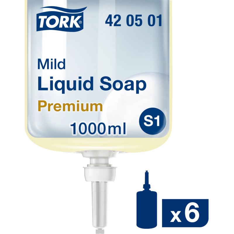Savon liquide Tork Premium Doux, pour distributeurs de savon S1/S11 - Cartouche de 1 L