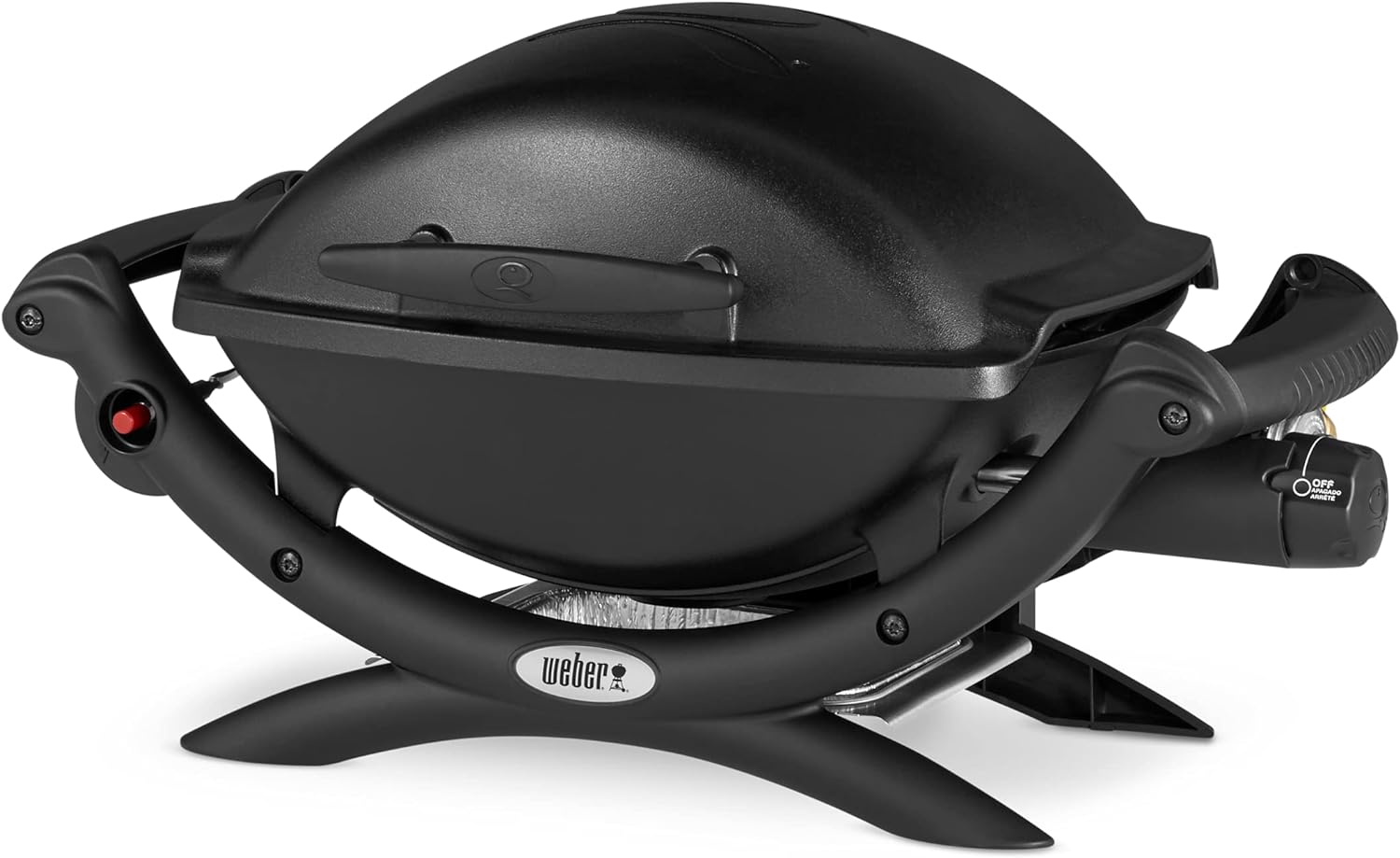 Weber Q1000 Gasgrill, 43 x 32cm Grillfäche, portabler BBQ Grill, 1 Brenner, 2-geteilter porzellanemaillierter Guss-Grillrost, Aluminiumguss Deckel & Gehäuse - Schwarz (50010079)